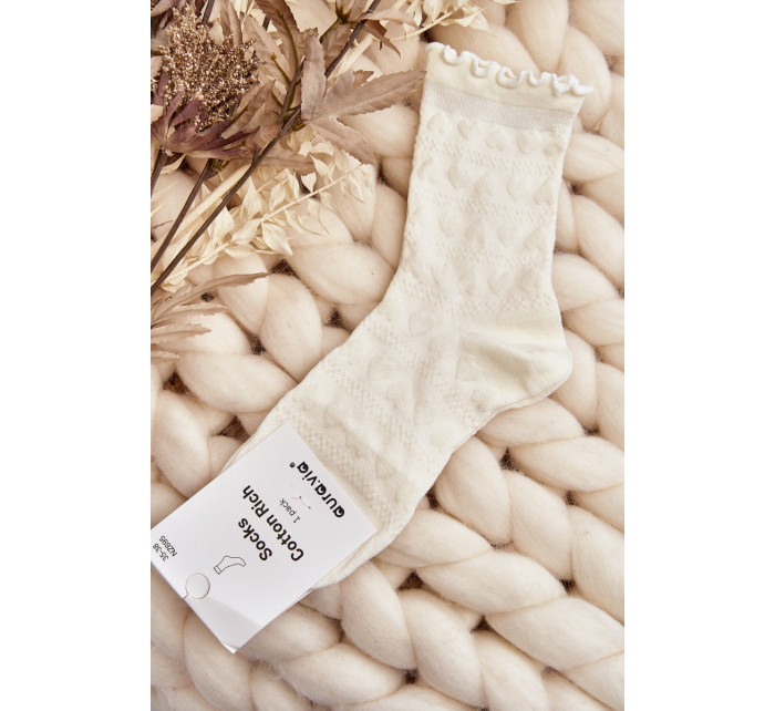 Vzorované dámske ponožky biele