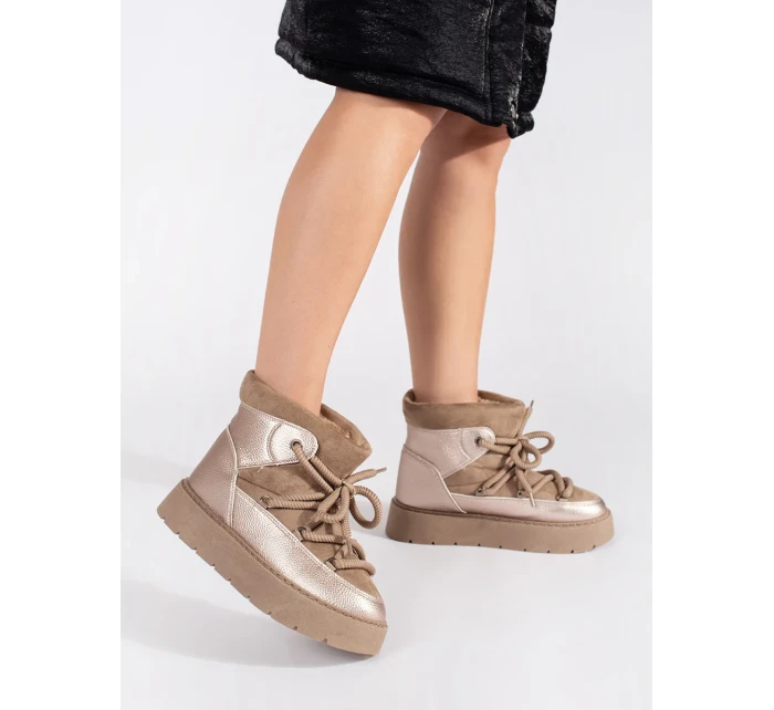 Moderné dámske snežnice hnedá platforma Moderné dámske snežnice hnedá platforma