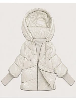 Dámská bunda s pletenými manžetami, oversize, barva ecru (B6078-9)