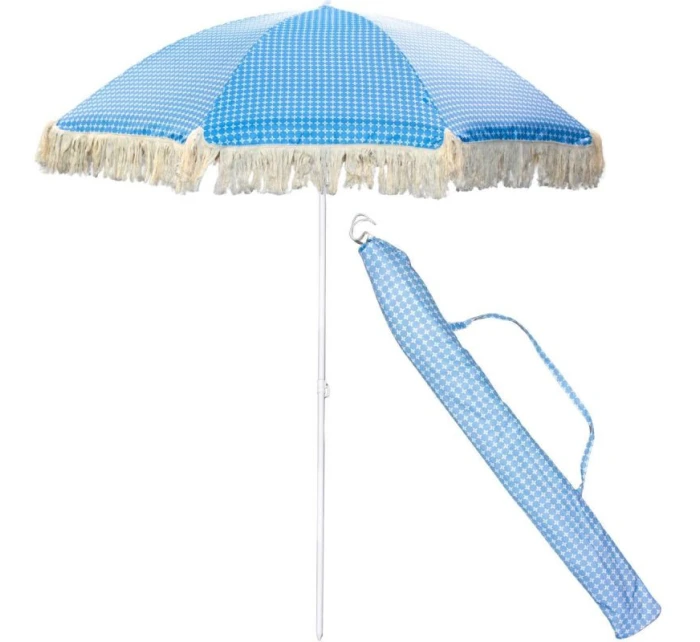 PLÁŽOVÝ A ZÁHRADNÝ SLNEČNÍK SO STRAPCAMI 174 CM MODRÝ
