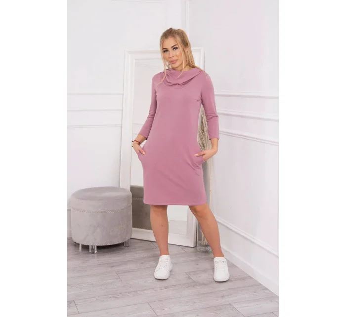 Šaty s kapucí a kapsami tmavě růžové Šaty s kapucí a kapsami tmavě růžové