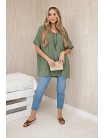 Oversized halenka s přívěskem světlá khaki Oversized halenka s přívěskem světlá khaki