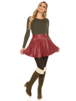 Sexy leather look pleated mini skirt