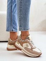 Dámska športová obuv YY-6B model 201042 Beige with gold - Step in style