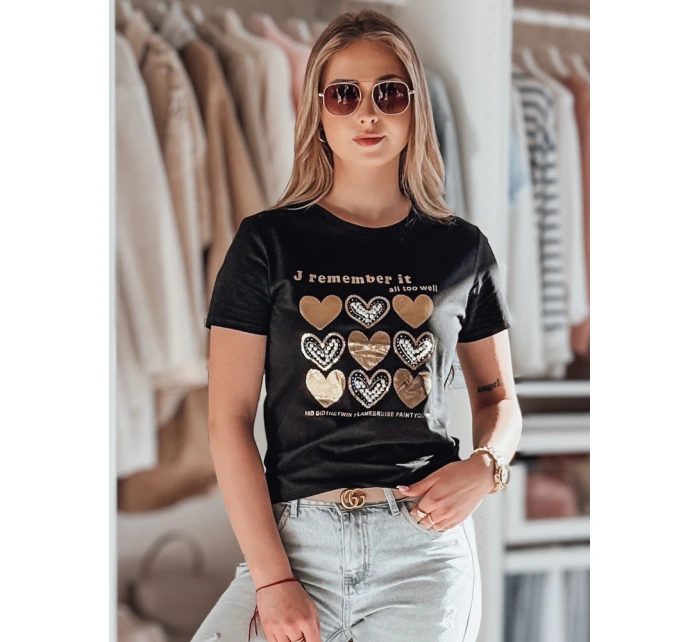 Dámske tričko so srdcom LOVETIK čierne FashionStreet RY2734