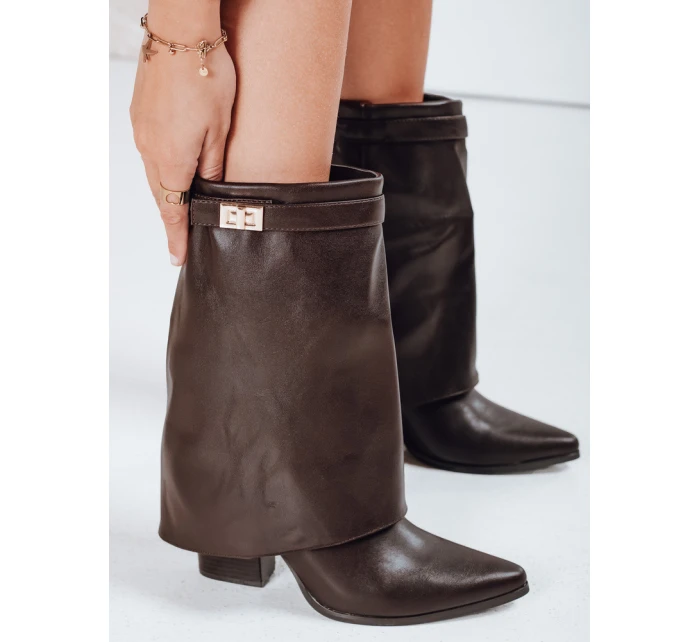Dámské kozačky s širokým svrškem hnědé Dstreet model 21992340 - FashionStreet
