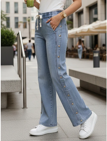 Dámske široké džínsy modré FashionStreet UY2986