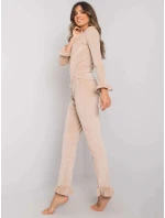 Dámske velúrové pyžamo s dlhým rukávom Goodlookin beige (7394)
