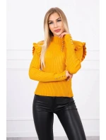 Zodpovedajúca svetrová blúzka s horčicovými gombíkmi
