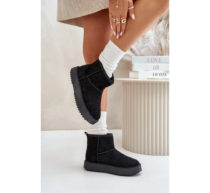 Dámské Sněhule Na Platformě Z Eko Semiše Černé model 21673043 - EVENTO