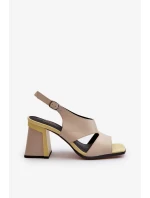 Dámske sandále na vysokom podpätku Béžová D&A