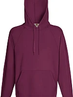Fruit of the Loom Lightweight Hooded Sweat Pánska mikina s kapucou a raglánovými rukávmi 16.2140 burgundská