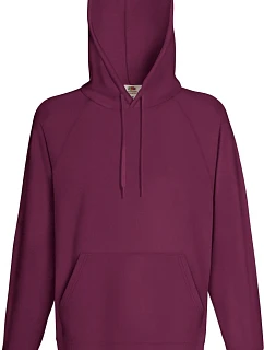 Fruit of the Loom Lightweight Hooded Sweat Pánska mikina s kapucou a raglánovými rukávmi 16.2140 burgundská