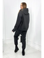 Izolovaná bavlnená súprava, mikina s vyšívacími + nohavicami Grafit