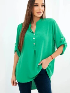Blúzka s dlhšou zadnou časťou zelená