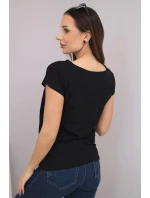 Dámska bavlnená blúzka s potlačou CHIC čierna