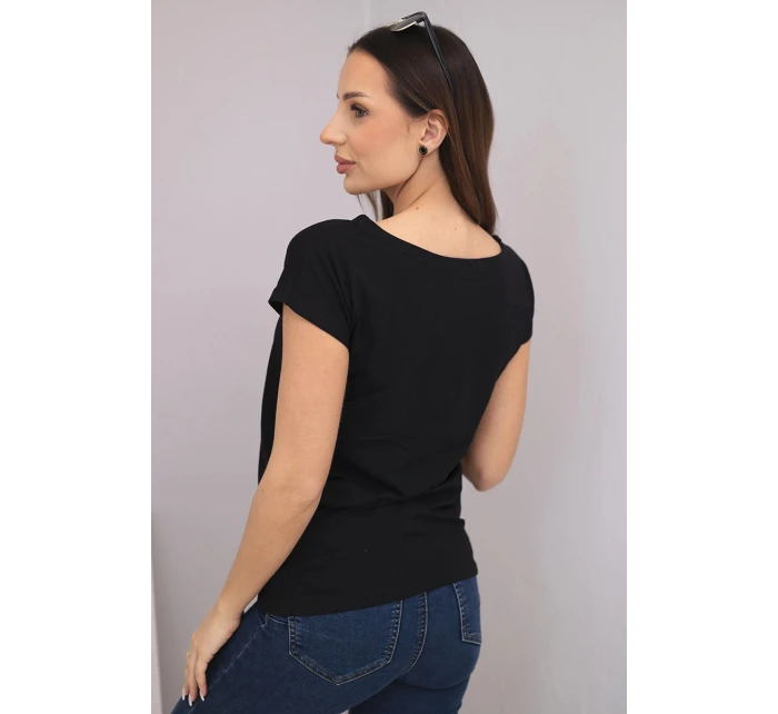 Dámska bavlnená blúzka s potlačou CHIC čierna