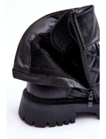Workery Botki Damskie Z Ozdobą Czarne Toye Workery Botki Damskie Z Ozdobą Czarne Toye