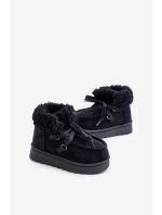 Śniegowce Botki Dziecięce Ocieplane Futerkiem Czarne Adelane Śniegowce Botki Dziecięce Ocieplane Futerkiem Czarne Adelane