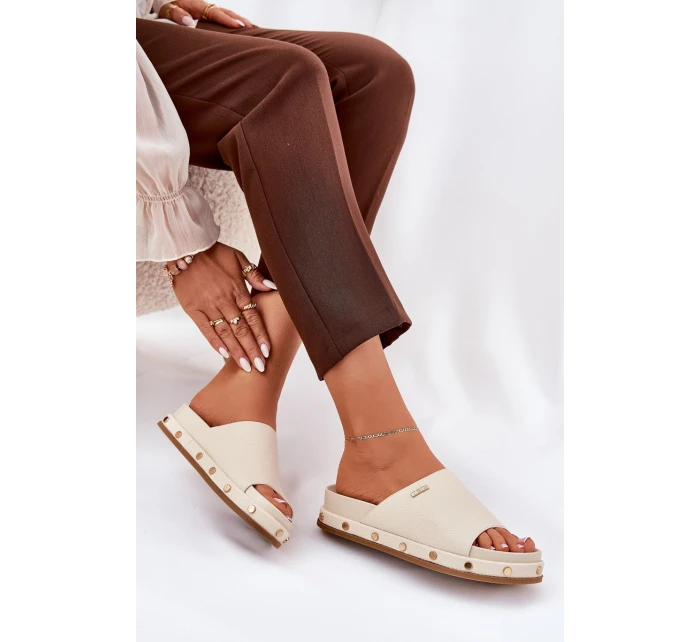 Dámské žabky na platformě Big Star model 21690727 Beige - Big Star Shoes Dámské žabky na platformě Big Star model 21690727 Beige - Big Star Shoes