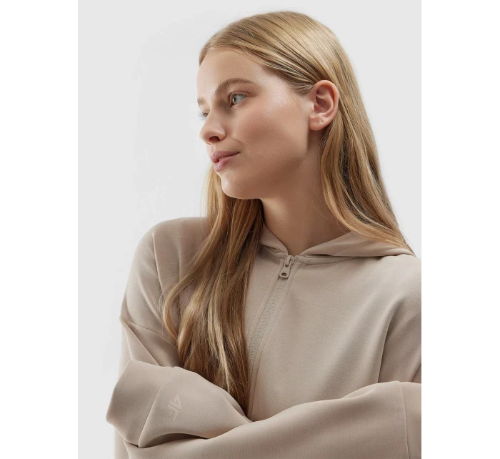 Dámská mikina s kapucí a zipem 4F - hnědá Dámská mikina s kapucí a zipem 4F - hnědá