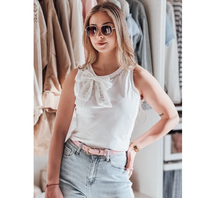 Dámské tričko bez ramínek s mašlí bílé Dstreet model 21984229 - FashionStreet