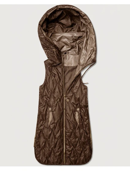 Dámska ľahká vesta so zlatým zipsom Goodlookin chocolate (B8586/B8587-14)