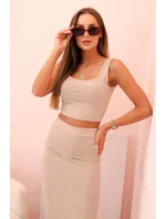 Dámský top a model 22077133 sukně béžový - K-Fashion