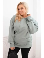 Dámska mikina s kapucňou a klokankou v tmavom mätovej bavlne