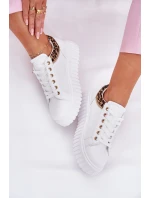 Buty Sportowe Damskie Na Platformie Z Eko Skóry Panterka Białe Velionna Buty Sportowe Damskie Na Platformie Z Eko Skóry Panterka Białe Velionna