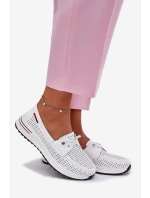 Kožené dámské polobotky na platformě bílé model 21696975 - EVENTO