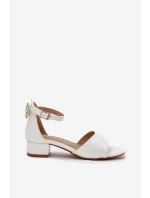 Połyskujące Sandałki Dziewczęce Na Niskim Obcasie Białe Ainare