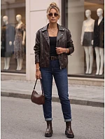 Dámske džínsy Mom Fit s opaskom a vysokým pásom, tmavomodré, FashionStreet UY3110 Dámske džínsy Mom Fit s opaskom a vysokým pásom, tmavomodré, FashionStreet UY3110