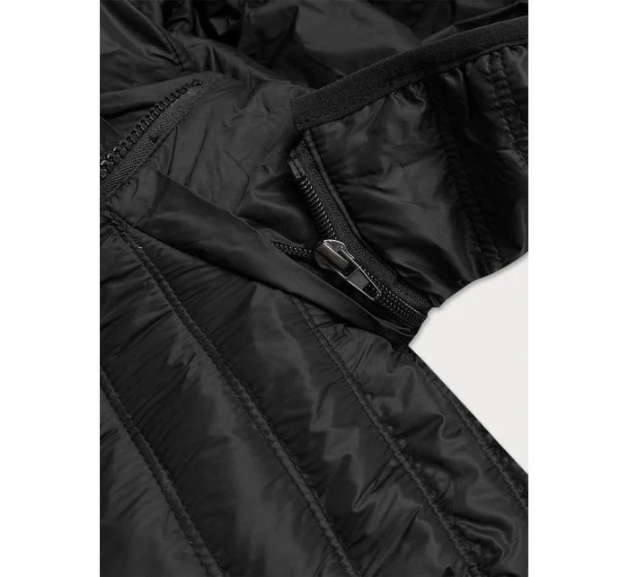 Čierna prešívaná dámska bunda s kapucňou (2021-09)