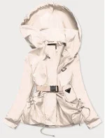 Krátká béžová dámská bunda s páskem model 17032530 - Ann Gissy Krátká béžová dámská bunda s páskem model 17032530 - Ann Gissy