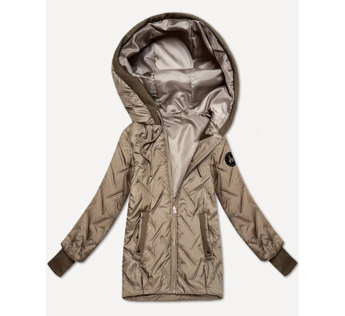 Béžová dámská bunda s vsadkami model 21322570 - S'WEST Béžová dámská bunda s vsadkami model 21322570 - S'WEST