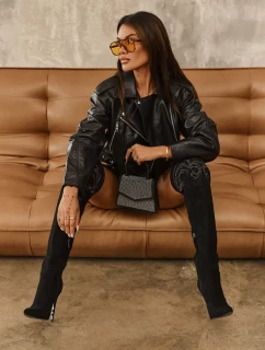 Dámske topánky na vysokom podpätku nad kolená čierne Vessy