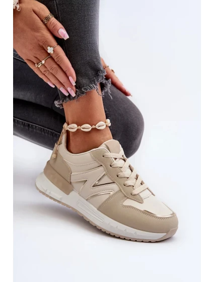 Béžové dámské tenisky vyrobené z eko kůže model 20447635 - Kesi