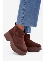 Dámske nízke zateplené snehové topánky Mavelle s kožušinou - hnedé Dámske nízke zateplené snehové topánky Mavelle s kožušinou - hnedé