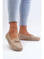 Mokasyny Damskie Ażurowe Z Ozdobą Beżowe Kaydance Mokasyny Damskie Ażurowe Z Ozdobą Beżowe Kaydance