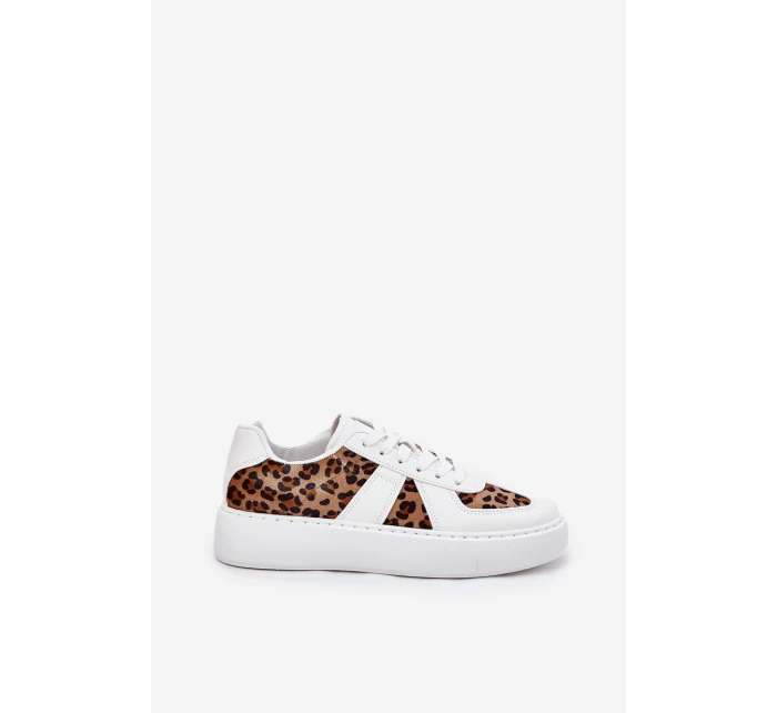 Sneakersy Damskie Z Panterką Na Platformie Białe Nativira