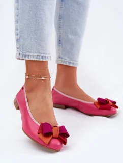 Kožené Baletky S Mašlí model 21695039 Fuchsie - Maciejka