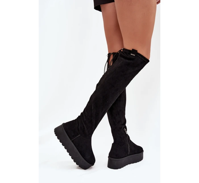 Kozaki Damskie Na Platformie Za Kolano Big Star SS274264 Czarne