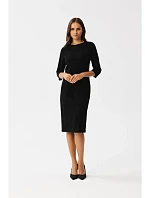 S350 Plášťové šaty s rázporkom vpredu - čierne