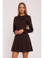 M872 Šaty s obrátenými záhybmi - hnedé