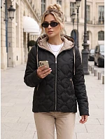 Dámska prešívaná prechodná bunda s kapucňou, čierna, FashionStreet TY5886