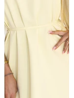 296-16 VICTORIA Trapézové šaty bez rukávov s opaskom - maslovo žlté