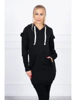 Šaty s ozdobnými volánikmi a kapucňou čiernej farby Šaty s ozdobnými volánikmi a kapucňou čiernej farby
