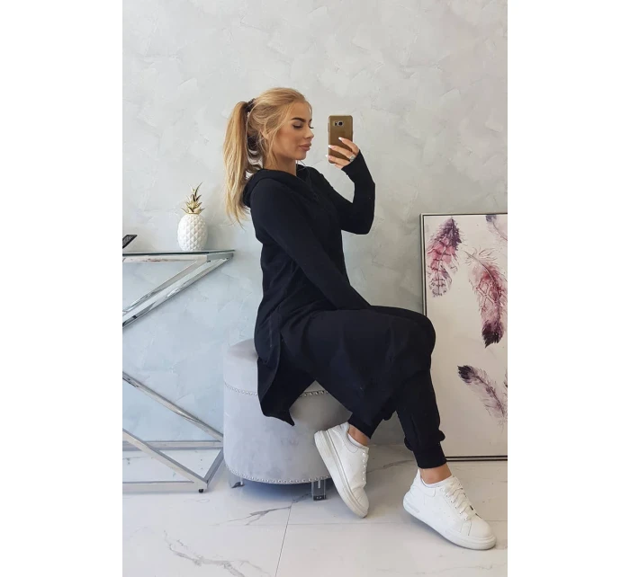 Souprava mikiny s delší model 18749182 černá - K-Fashion