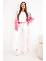 Dámska súprava s voľnou mikinou a širokými nohavicami ružovej farby